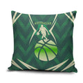 Australian Boomers Basketball Pillow Cover Green Hexagon Camo Style With Dynamic Slam Dunk Graphic