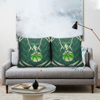 Australian Boomers Basketball Pillow Cover Green Hexagon Camo Style With Dynamic Slam Dunk Graphic