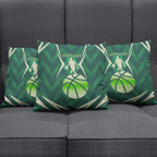 Australian Boomers Basketball Pillow Cover Green Hexagon Camo Style With Dynamic Slam Dunk Graphic