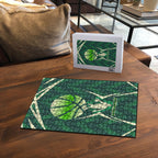 Australian Boomers Basketball Puzzle Green Hexagon Camo Style With Dynamic Slam Dunk Graphic