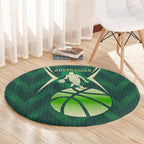 Australian Boomers Basketball Round Carpet Green Hexagon Camo Style With Dynamic Slam Dunk Graphic
