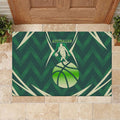 Australian Boomers Basketball Rubber Doormat Green Hexagon Camo Style With Dynamic Slam Dunk Graphic
