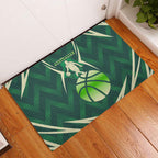 Australian Boomers Basketball Rubber Doormat Green Hexagon Camo Style With Dynamic Slam Dunk Graphic