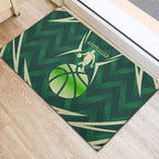 Australian Boomers Basketball Rubber Doormat Green Hexagon Camo Style With Dynamic Slam Dunk Graphic