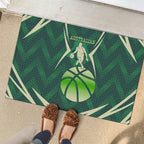 Australian Boomers Basketball Rubber Doormat Green Hexagon Camo Style With Dynamic Slam Dunk Graphic
