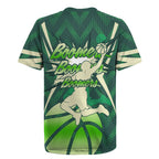 Australian Boomers Basketball Rugby Jersey Green Hexagon Camo Style With Dynamic Slam Dunk Graphic