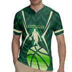 Australian Boomers Basketball Rugby Jersey Green Hexagon Camo Style With Dynamic Slam Dunk Graphic