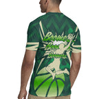 Australian Boomers Basketball Rugby Jersey Green Hexagon Camo Style With Dynamic Slam Dunk Graphic