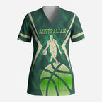 Australian Boomers Basketball Scrub Top Green Hexagon Camo Style With Dynamic Slam Dunk Graphic