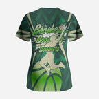 Australian Boomers Basketball Scrub Top Green Hexagon Camo Style With Dynamic Slam Dunk Graphic