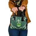 Australian Boomers Basketball Shoulder Handbag Green Hexagon Camo Style With Dynamic Slam Dunk Graphic