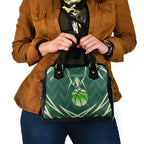 Australian Boomers Basketball Shoulder Handbag Green Hexagon Camo Style With Dynamic Slam Dunk Graphic