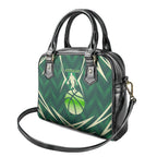 Australian Boomers Basketball Shoulder Handbag Green Hexagon Camo Style With Dynamic Slam Dunk Graphic