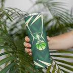 Australian Boomers Basketball Skinny Tumbler Green Hexagon Camo Style With Dynamic Slam Dunk Graphic
