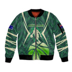 Australian Boomers Basketball Sleeve Zip Bomber Jacket Green Hexagon Camo Style With Dynamic Slam Dunk Graphic