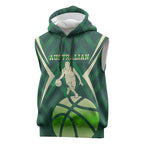 Australian Boomers Basketball Sleeveless Hoodie Green Hexagon Camo Style With Dynamic Slam Dunk Graphic