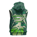 Australian Boomers Basketball Sleeveless Hoodie Green Hexagon Camo Style With Dynamic Slam Dunk Graphic
