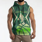 Australian Boomers Basketball Sleeveless Hoodie Green Hexagon Camo Style With Dynamic Slam Dunk Graphic