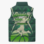 Australian Boomers Basketball Sleeveless Puffer Jacket Green Hexagon Camo Style With Dynamic Slam Dunk Graphic