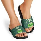 Australian Boomers Basketball Slide Sandals Green Hexagon Camo Style With Dynamic Slam Dunk Graphic
