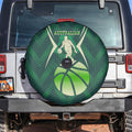 Australian Boomers Basketball Spare Tire Cover Green Hexagon Camo Style With Dynamic Slam Dunk Graphic