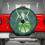 Australian Boomers Basketball Spare Tire Cover Green Hexagon Camo Style With Dynamic Slam Dunk Graphic