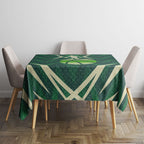 Australian Boomers Basketball Tablecloth Green Hexagon Camo Style With Dynamic Slam Dunk Graphic
