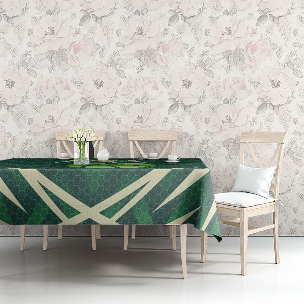 Australian Boomers Basketball Tablecloth Green Hexagon Camo Style With Dynamic Slam Dunk Graphic