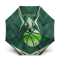 Australian Boomers Basketball Umbrella Green Hexagon Camo Style With Dynamic Slam Dunk Graphic