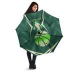 Australian Boomers Basketball Umbrella Green Hexagon Camo Style With Dynamic Slam Dunk Graphic