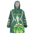 Australian Boomers Basketball Wearable Blanket Hoodie Green Hexagon Camo Style With Dynamic Slam Dunk Graphic
