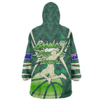 Australian Boomers Basketball Wearable Blanket Hoodie Green Hexagon Camo Style With Dynamic Slam Dunk Graphic