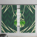 Australian Boomers Basketball Window Curtain Green Hexagon Camo Style With Dynamic Slam Dunk Graphic