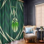 Australian Boomers Basketball Window Curtain Green Hexagon Camo Style With Dynamic Slam Dunk Graphic