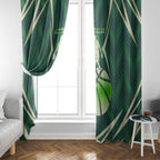 Australian Boomers Basketball Window Curtain Green Hexagon Camo Style With Dynamic Slam Dunk Graphic