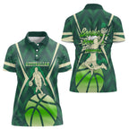 Australian Boomers Basketball Women Polo Shirt Green Hexagon Camo Style With Dynamic Slam Dunk Graphic