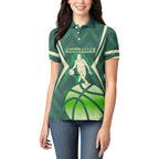 Australian Boomers Basketball Women Polo Shirt Green Hexagon Camo Style With Dynamic Slam Dunk Graphic