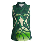 Australian Boomers Basketball Women Sleeveless Polo Shirt Green Hexagon Camo Style With Dynamic Slam Dunk Graphic