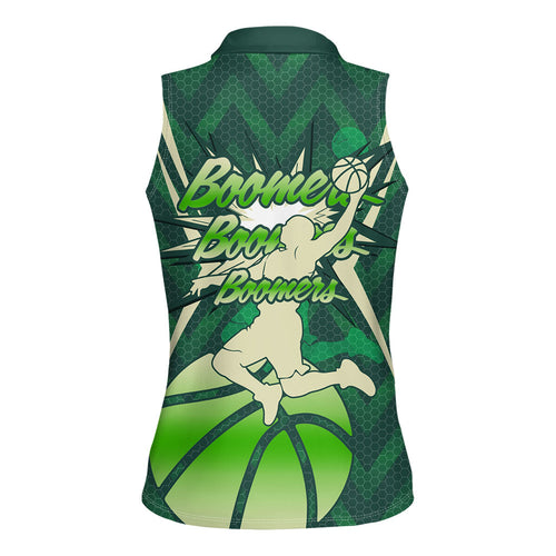 Australian Boomers Basketball Women Sleeveless Polo Shirt Green Hexagon Camo Style With Dynamic Slam Dunk Graphic