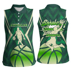 Australian Boomers Basketball Women Sleeveless Polo Shirt Green Hexagon Camo Style With Dynamic Slam Dunk Graphic