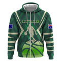 Australian Boomers Basketball Zip Hoodie Green Hexagon Camo Style With Dynamic Slam Dunk Graphic