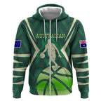 Australian Boomers Basketball Zip Hoodie Green Hexagon Camo Style With Dynamic Slam Dunk Graphic