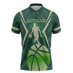 Australian Boomers Basketball Zipper Polo Shirt Green Hexagon Camo Style With Dynamic Slam Dunk Graphic