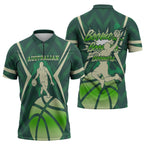 Australian Boomers Basketball Zipper Polo Shirt Green Hexagon Camo Style With Dynamic Slam Dunk Graphic