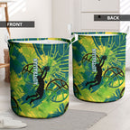 Australian Boomers Basketball Laundry Basket Shattered Glass Effect With Flaming Ball And Grunge Brushstrokes