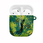Australian Boomers Basketball AirPods Case Shattered Glass Effect With Flaming Ball And Grunge Brushstrokes