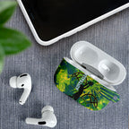 Australian Boomers Basketball AirPods Case Shattered Glass Effect With Flaming Ball And Grunge Brushstrokes
