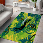 Australian Boomers Basketball Area Rug Shattered Glass Effect With Flaming Ball And Grunge Brushstrokes