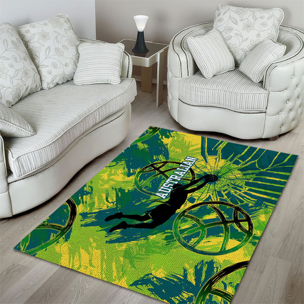 Australian Boomers Basketball Area Rug Shattered Glass Effect With Flaming Ball And Grunge Brushstrokes