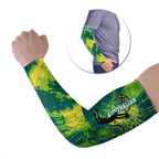 Australian Boomers Basketball Arm Sleeves Shattered Glass Effect With Flaming Ball And Grunge Brushstrokes